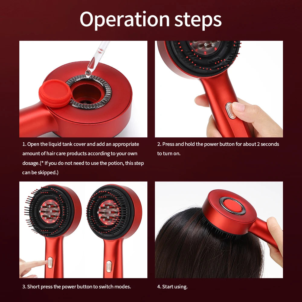 LumiTress Scalp Massage Light Therapy Brush Red